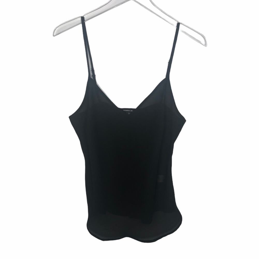 Sandra Ingrish Sheer Tank Top Camisole Black L EUC